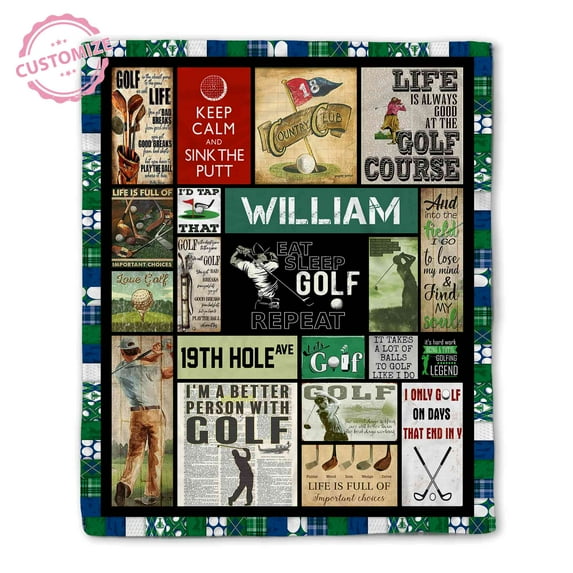 Lazaofficial Custom Blanket With Name, Name Blanket, Sports Blanket, Custom Name Blanket, Golf Blanket, Golf Blankets And Throws