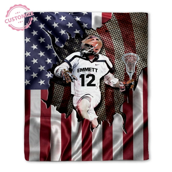 Lazaofficial Custom Blanket With Name, Name Blanket, Sports Blanket, Custom Name Blanket, Lacrosse Blanket, Outdoor Blankets, Lacrosse Gifts