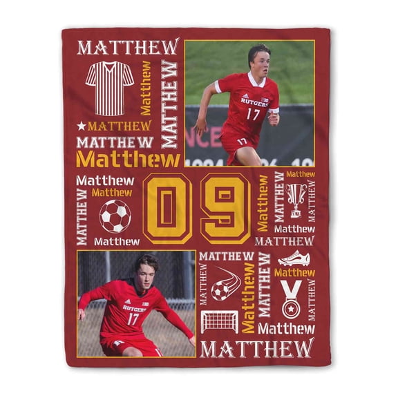 Lazaofficial Custom Name Blanket, Custom Photo Blanket, Soccer Blanket, Soccer Blanket For Girls, Soccer Blanket For Boys