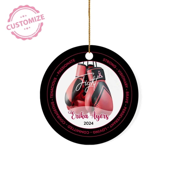 Lazaofficial Custom Name Ornaments, Breast Cancer Christmas Ornaments, Cancer Survivor Ornaments, Breast Cancer Survivor Ornament, Breast Cancer Gift, Cancer Survivor Gifts For Woman, Survivor Gifts