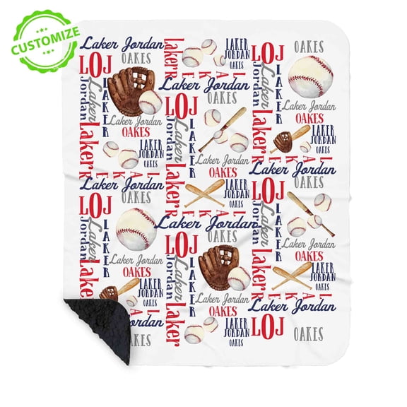 Lazaofficial Personalized Baseball Blanket – Custom Name & Initials, Sports Team Throw, Cozy Fleece Gift for Players & Coaches