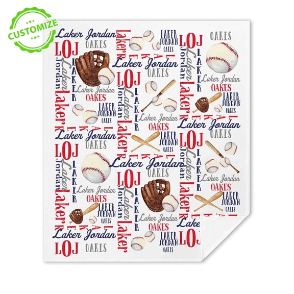 Lazaofficial Personalized Baseball Blanket – Custom Name & Initials, Sports Team Throw, Cozy Fleece Gift for Players & Coaches