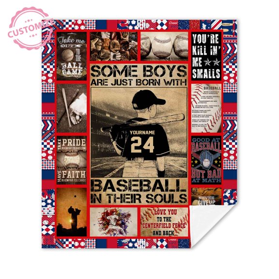 Lazaofficial Personalized Baseball Blankets, Baseball Blankets For Boys