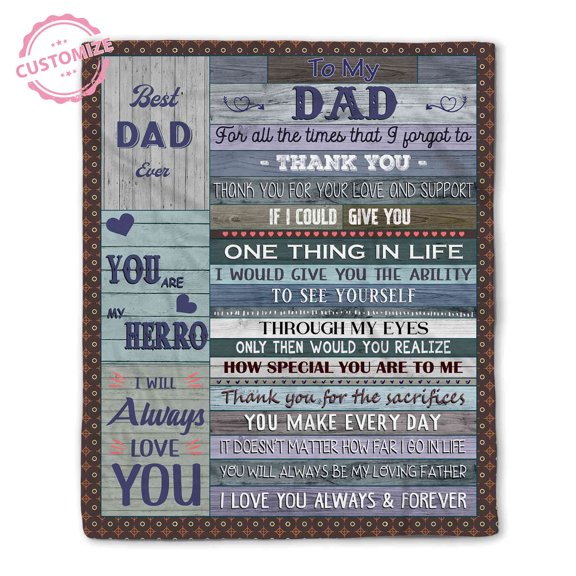Lazaofficial Personalized Blanket, Christmas Gift For Dad, Dad Blanket From Daughter, Dad Blanket