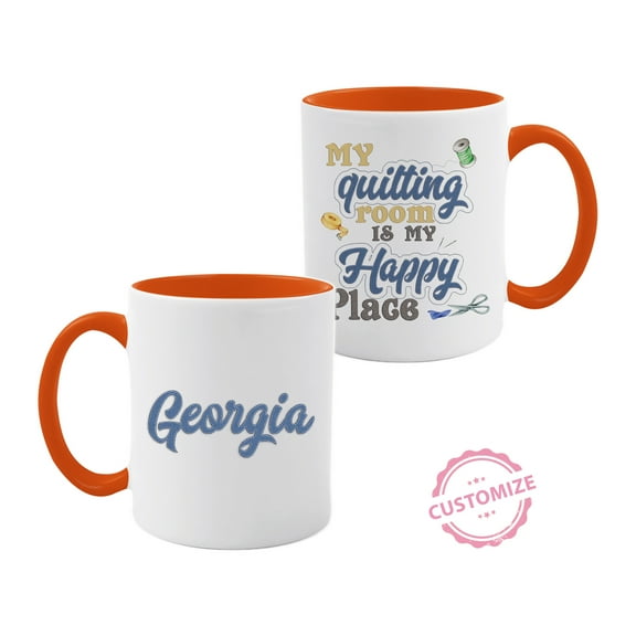 Lazaofficial Personalized Coffee Mugs, Custom Coffee Mug, Quilter Gifts, Gifts for Quilters, Sewing Mug, Sewing Coffee Mug