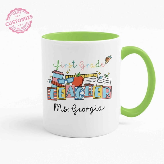 Lazaofficial Personalized Coffee Mugs, Teacher Mug, Teacher Mugs For Women, Custom Coffee Mug, Daycare Teacher Gifts, First Grade Teacher Gifts