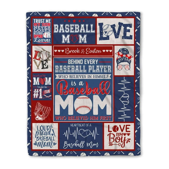 Lazaofficial Personalized Name Blanket, Baseball Blanket, Mom Blanket