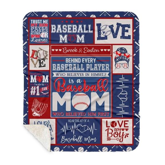 Lazaofficial Personalized Name Blanket, Baseball Blanket, Mom Blanket