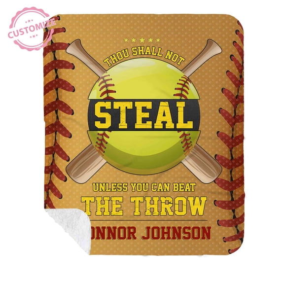 Lazaofficial Personalized Name Blanket, Softball Blanket, Softball Blankets And Throws, Softball Blankets For Girls, Softball Blankets For Adults
