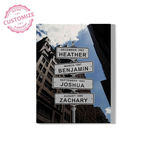 Lazaofficial Personalized Name Canvas, Family Street Sign Canvas, Personalized Family Canvas Wall Art Names
