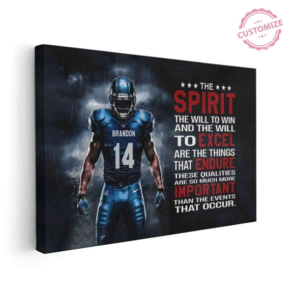 Lazaofficial Personalized Name Canvas, Football Canvas Wall Art, Sport Canvas, Football Gift
