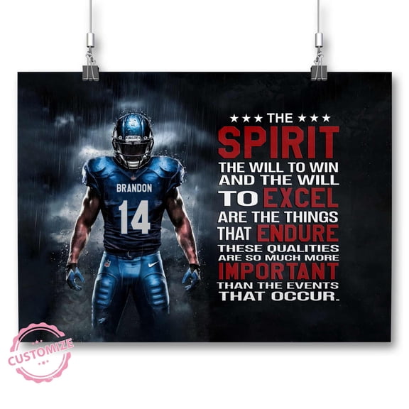Lazaofficial Personalized Name Canvas, Football Canvas Wall Art, Sport Canvas, Football Gift