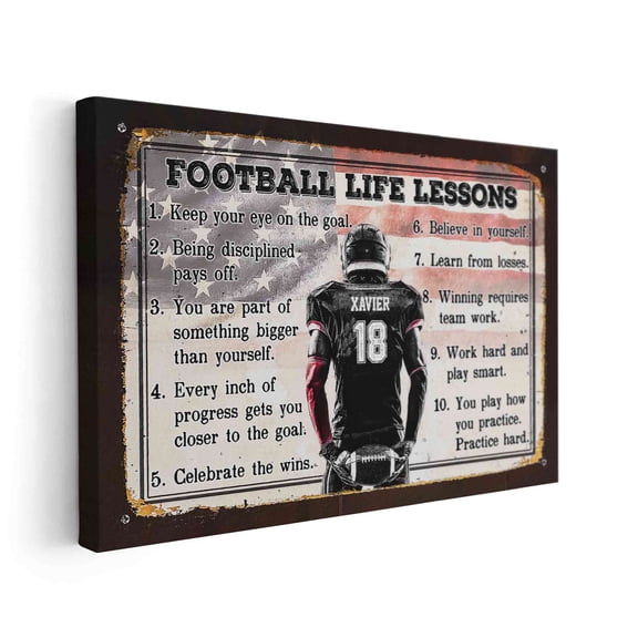 Lazaofficial Personalized Name Canvas, Football Canvas Wall Art, Sport Canvas