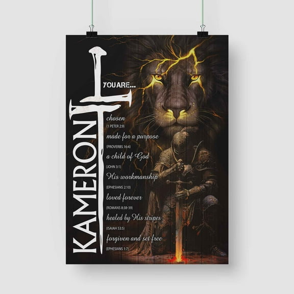 Lazaofficial Personalized Name Canvas, Lion Wall Art, Lion Canvas, Scripture Canvas Wall Art, Framed Bible Verse Wall Art, Bible Verse Canvas Wall Art, Bible Verse Canvas, Photo Prints Custom