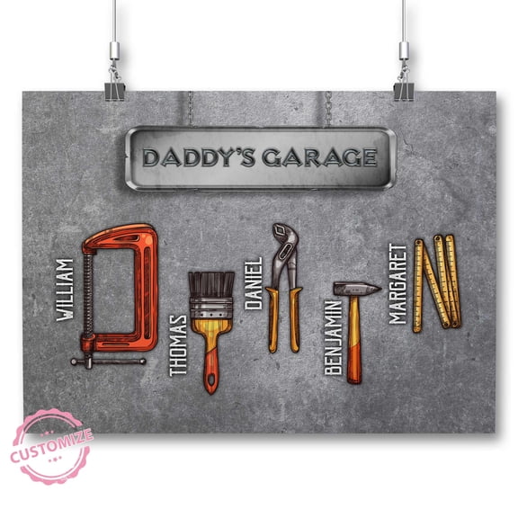 Lazaofficial Personalized Name Canvas, Personalized Canvas For Dad, Dad Poster, Fathers Day Canvas, Canvas For Dad, Dad Gifts