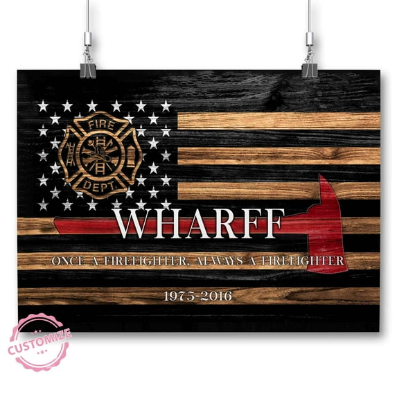 Lazaofficial Personalized Name Canvas, Retirement Gifts, Cool Retirement Gifts, Firefighter Gifts For Men, Gifts For Firefighters