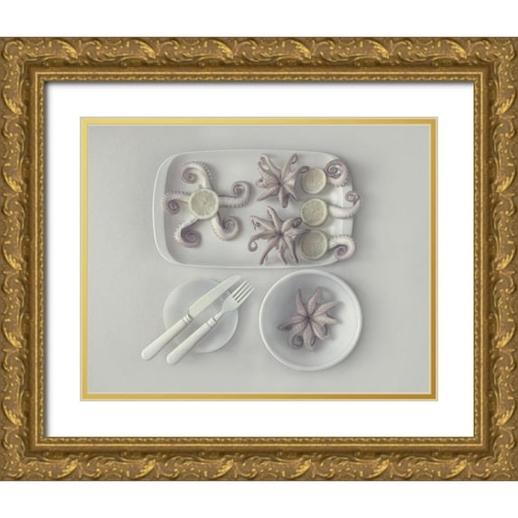 Lazarov, Dimitar 32x26 Gold Ornate Wood Framed with Double Matting Museum Art Print Titled - D?Ctopus...2