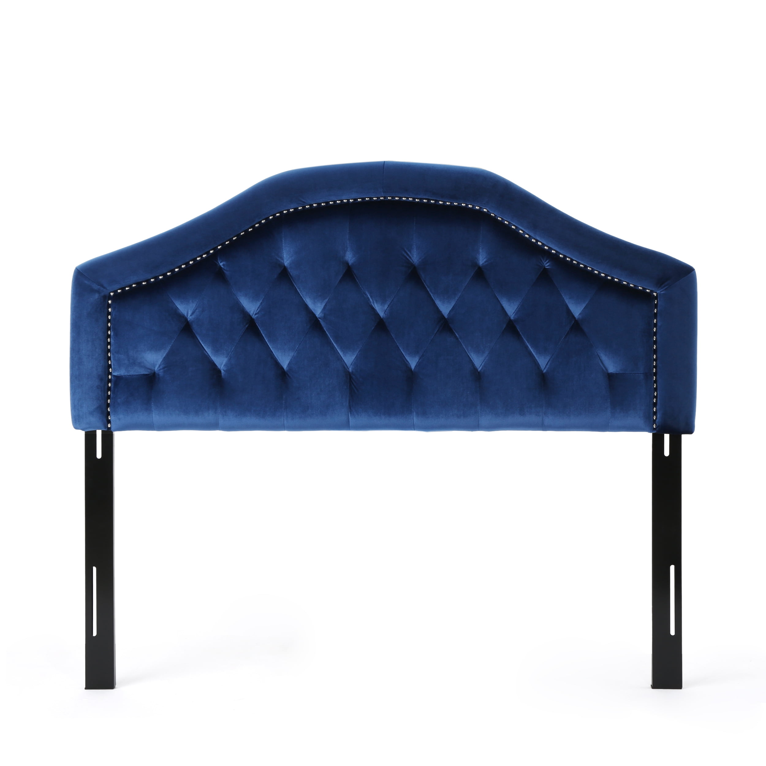 Lazarus Glam Velvet Full/Queen Headboard, Navy Blue and Black