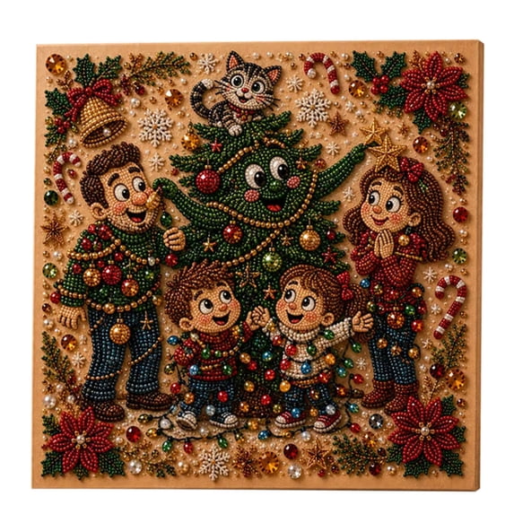 Lazduis Christmas Diamond Art Kit Home Decor Holiday Decor with Pre-Printed Canvas and Beads Fall Decorations 7.87 x 7.87 x 1.18IN