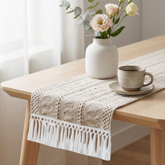 Lazduis Christmas Table Runner Boho Table Runner for Fall Home Decor with Tassels Fall Decorations for Home