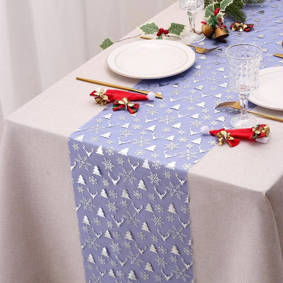 Lazduis Christmas Table Runner Holiday Tablecloth with Reindeer Tree and Snowflake Motifs Christmas Tablecloth