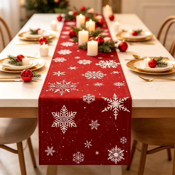 Lazduis Christmas Table Runner Multicolor Holiday Print Tabletop Decor Christmas Table Cloth