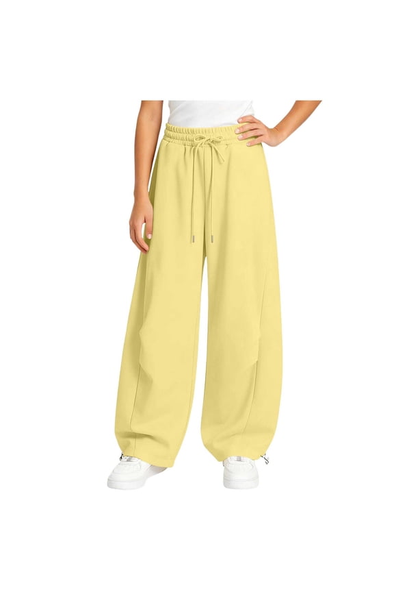 Girls Barrel Sweatpants Kids Wide Leg Baggy Active Athletic Sweat Pants Lightweight School Hip Hop Dance Outfits