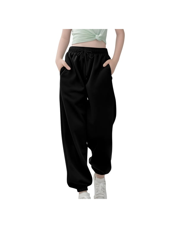 Girls Sweatpants with Pockets Kids Joggers Baggy Athletic Sweat Pants for Teens Hip Hop Dance Outfits Cute Clothes