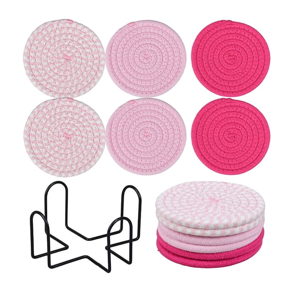 Lazebox Coasters Set of 6 for Drinks,Large Coasters for Coffee Table, Tabletop Protection for Hot & Cold Drinks, Versatile Coasters for Home Decor, Non-Slip & Easy to Clean, Coffee
