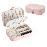 Lazer Zipper Portable with Dividers Rectangular Jewelry Box, Leather, 0.22 lb, Pink, 1 Count