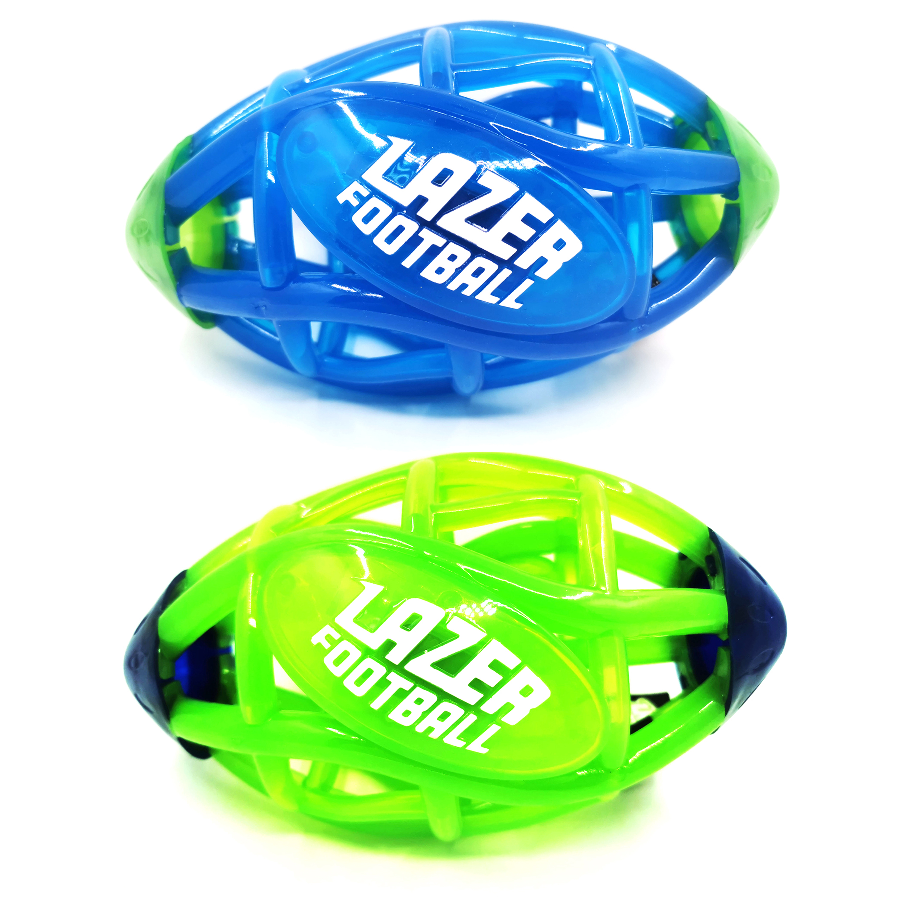 Lazer Light Up Glow Rubber Toy Football, Green and Blue, Pee Wee Size 3 - image 1 of 5
