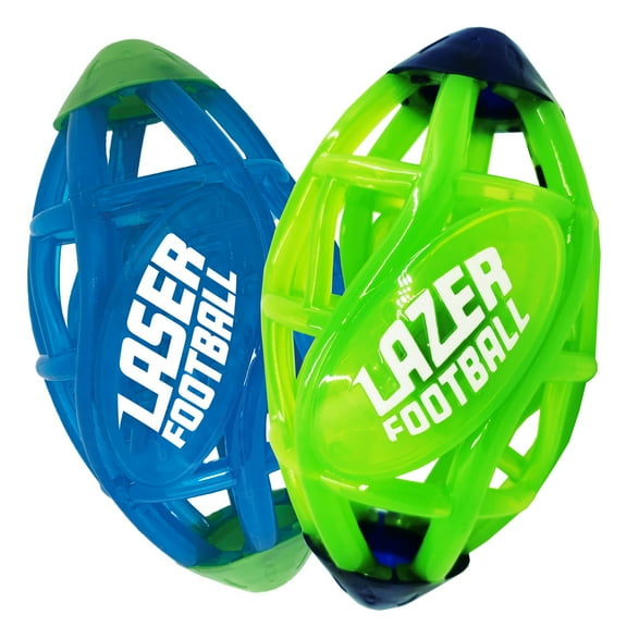 Lazer Light Up Rubber Footballs, Green & Blue, 6" x 4" x 4", 10 oz