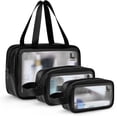 thumbnail image 1 of Lazer Makeup Travel Pouch Set of 3 | Cosmetic & Toiletry Organizer Bags for Brushes and Travel Essentials – Black, 1 of 9