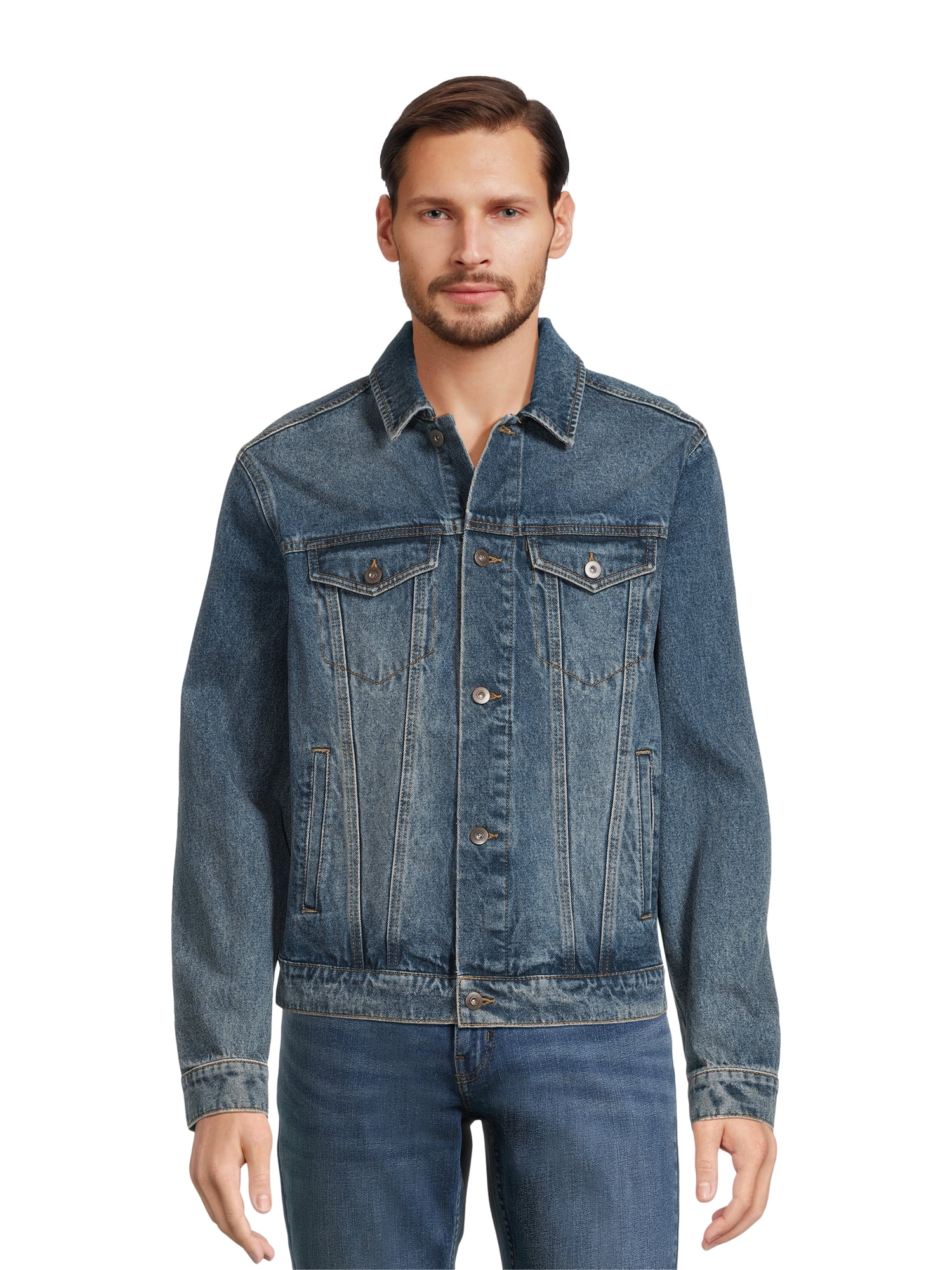 ジャケット・アウター LASER PROCESSED DENIM TRUCKER JACKET Lazer Men's Cotton Denim Trucker Jacket, Sizes S-2XL