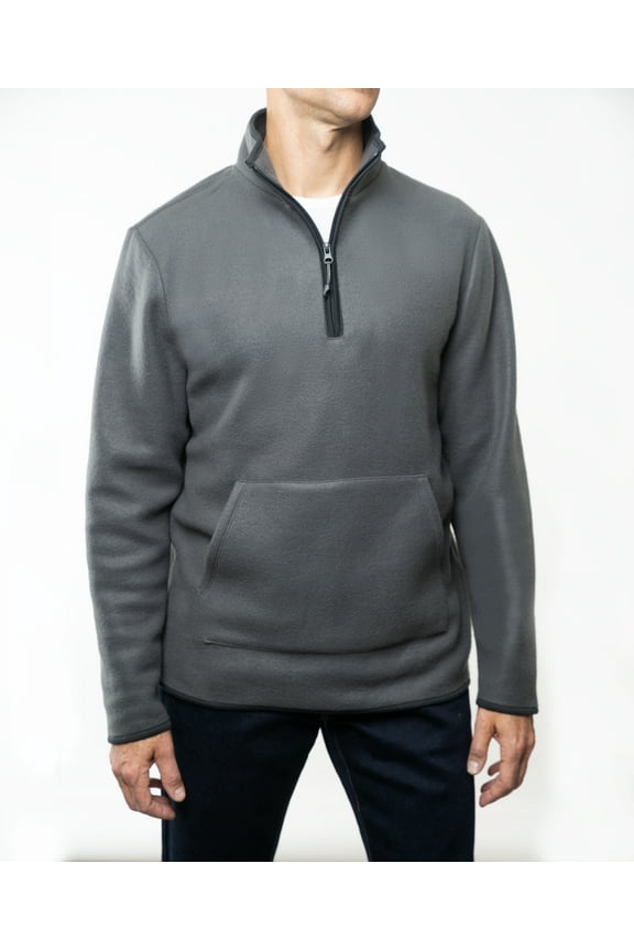 Men's Polar Fleece Quarter Zip Sweatshirt, Gray