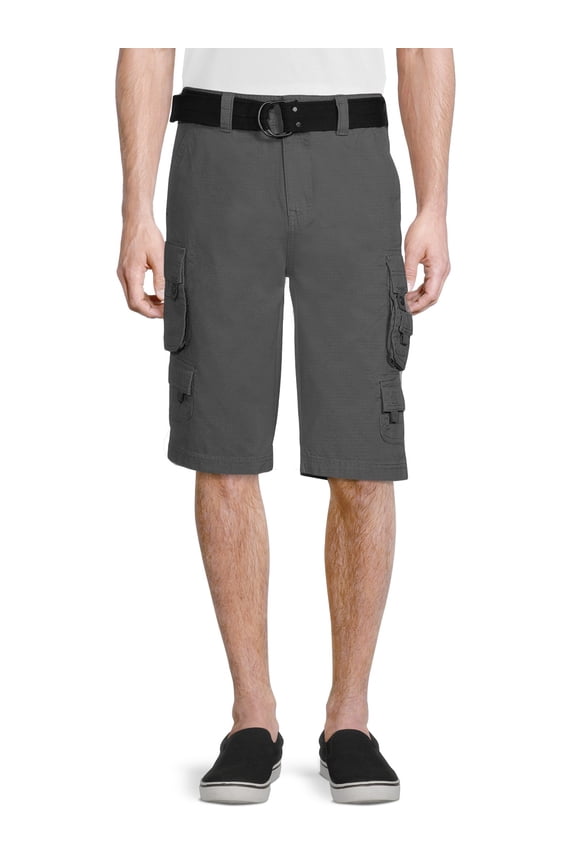 Mens Belted Ripstop Stacked Cargo Shorts, Waist Sizes 29"-40"