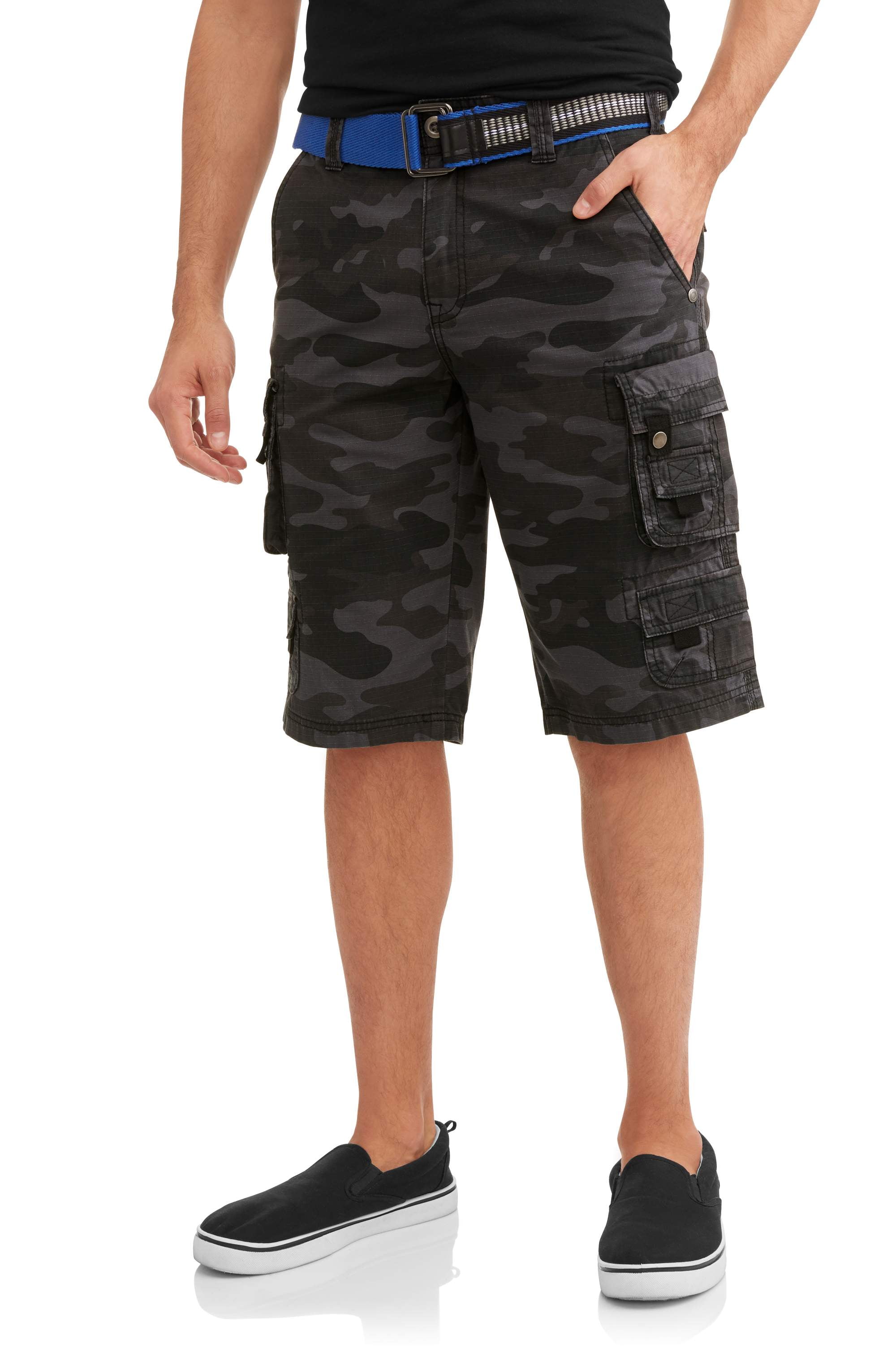 Lazer Mens Belted Ripstop Stacked Cargo Shorts, Waist Sizes