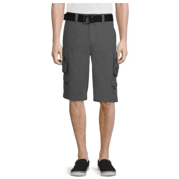 Lazer Mens Belted Ripstop Stacked Cargo Shorts, Waist Sizes 29"-40"