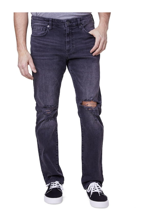 Mens Mid Rise Destroyed Slim Jeans