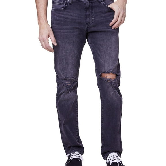 LAZER Mens Stretch Slim Fit Jeans, Black, 32W x 34L