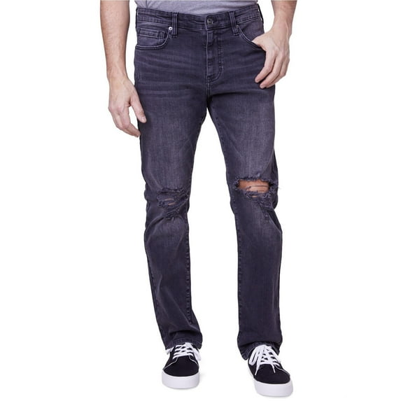 LAZER Mens Stretch Slim Fit Jeans, Black, 34W x 30L