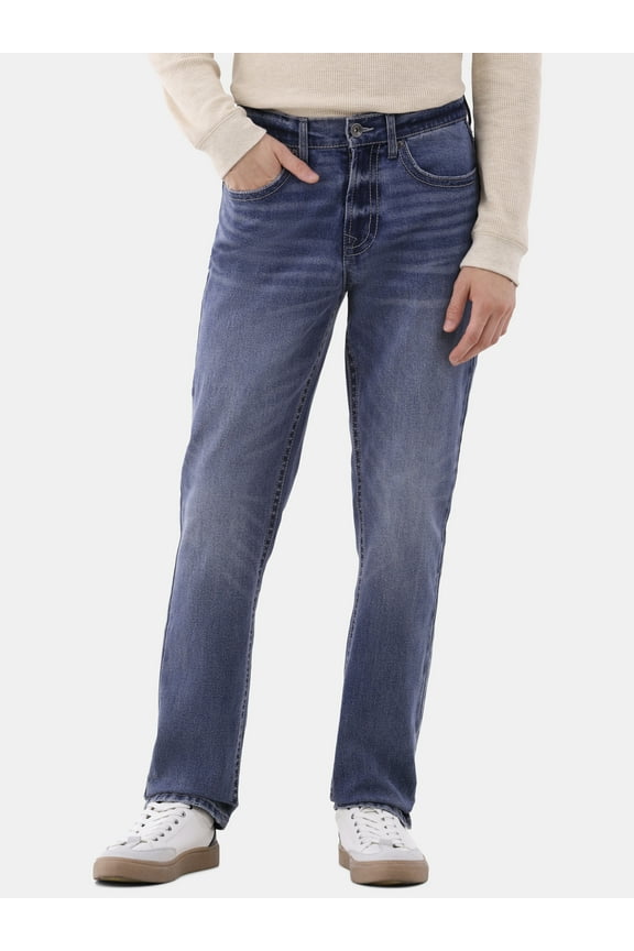 Pointe Men's Slim Fit Stretch Denim Jeans with Back Pocket Embroidery, Sizes 30"-38"