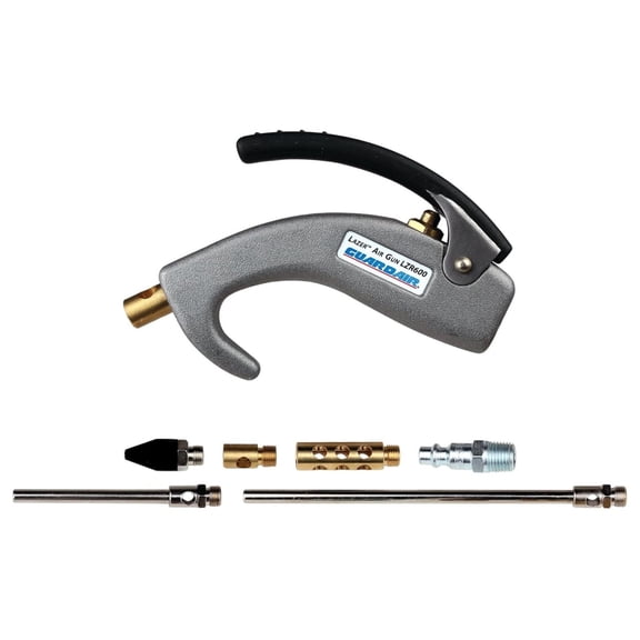 Lazer Series PalmSwitch Safety Air Gun 7-Piece Kit, 3" and 6" Venturi Extensions with 1/4" NPT Industrial Interchange Connector, LZR6007KIT