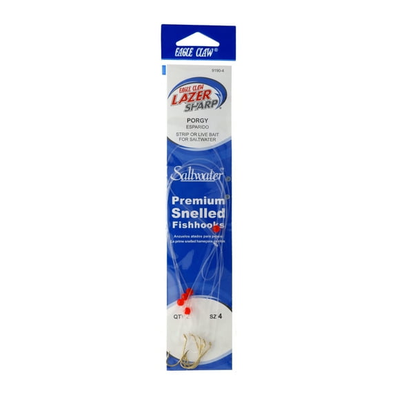 Lazer Sharp 9190H-4 Baitholder Red Bead Hook, Gold, Size 4,