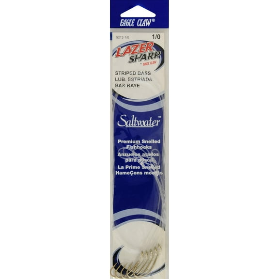 Lazer Sharp 9212H-1/0 18" Snelled Baitholder Hook, Gold, Size 1/0, 5 Pack