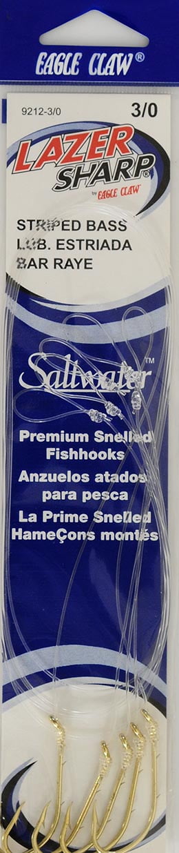 Lazer Sharp 9212H-3/0 18" Snelled Baitholder Hook, Gold, Size 3/0, 5 Pack