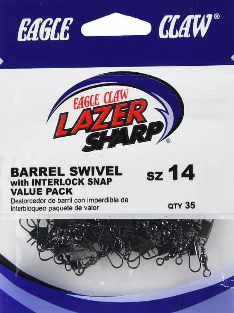 Lazer Sharp Barrel Swivel with Interlock Snap, Black, Size 14, 35 Pack