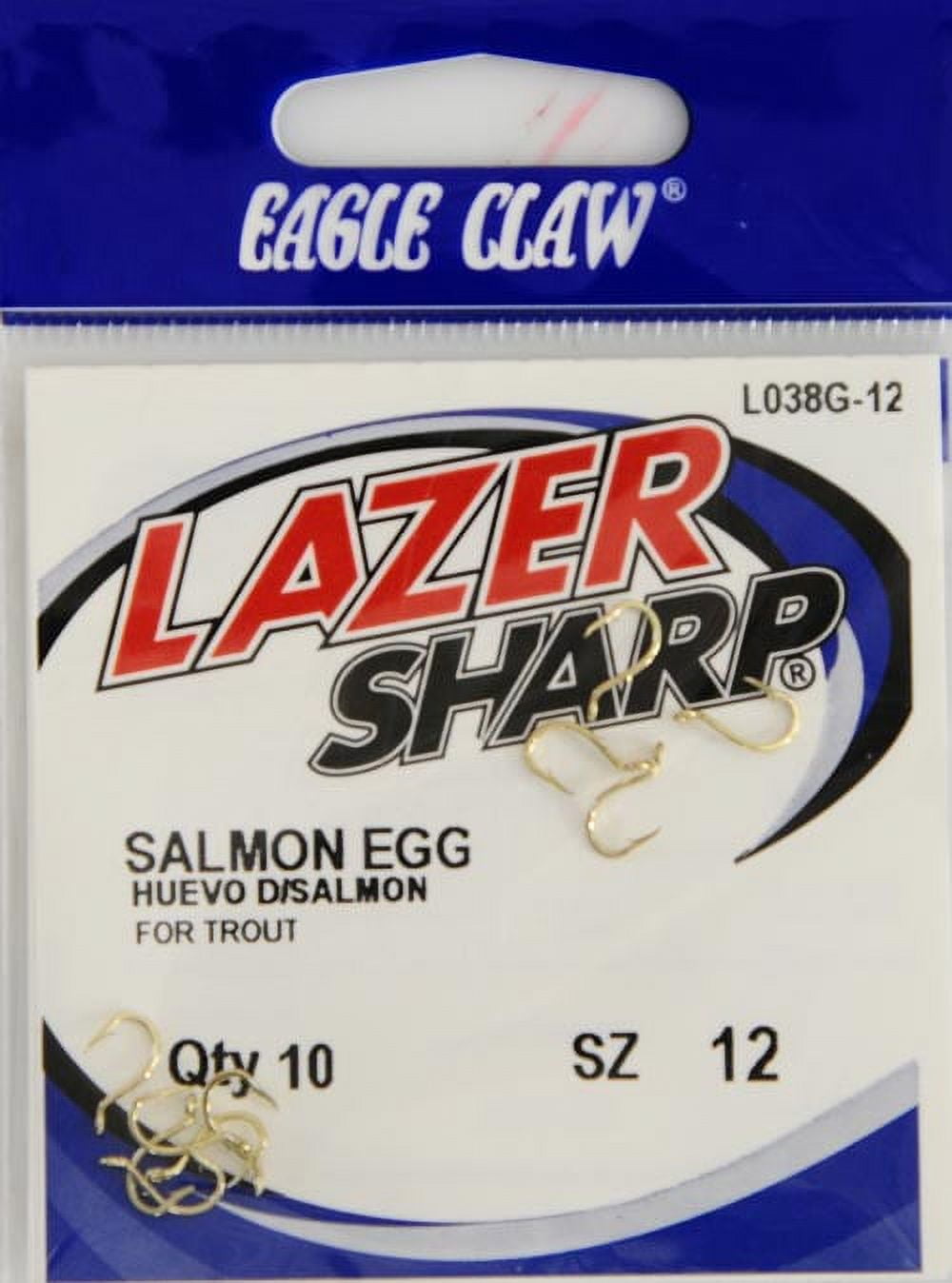 Lazer Sharp L038GH-12 Salmon Egg up Eye 1-Slice Hook, Gold, Size 12
