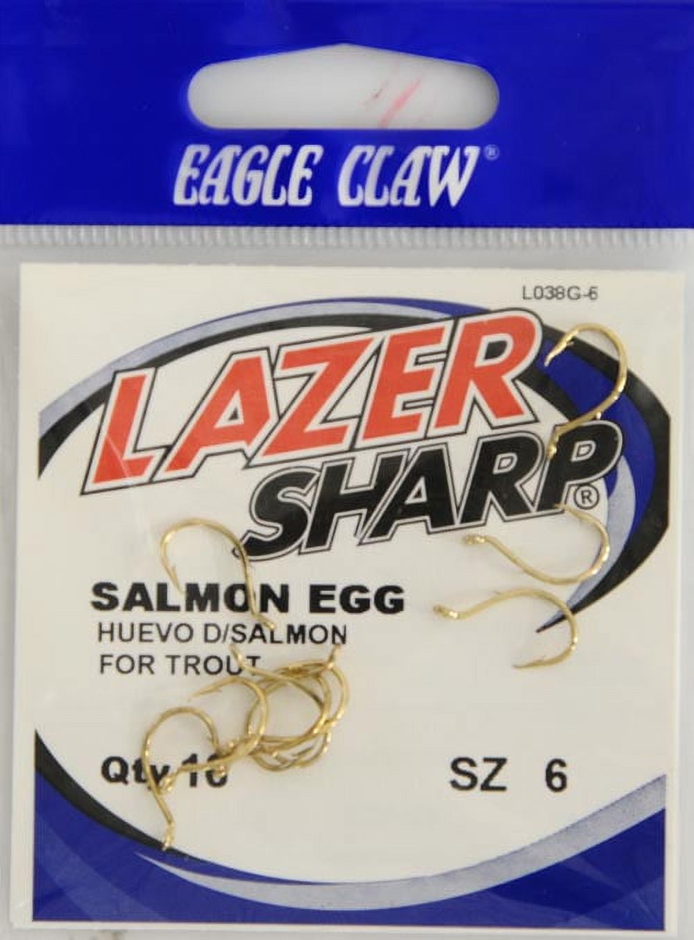 Eagle Claw 073H-6 Salmon Egg Sliced Hook, Gold, Size 6 Hook 