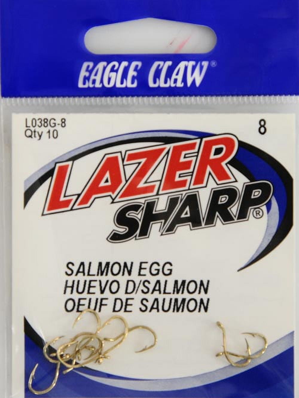 Eagle Claw Size 8 Gold Lazer Sharp Salmon Egg Hook
